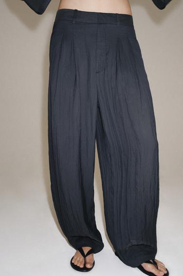PANTALON FLUIDE À PINCES ZW COLLECTION - Gris foncé de Zara - Image 3