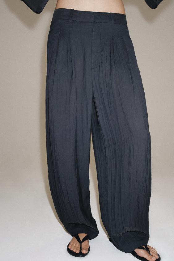 PANTALON FLUIDE À PINCES ZW COLLECTION - Gris foncé de Zara - Image 3