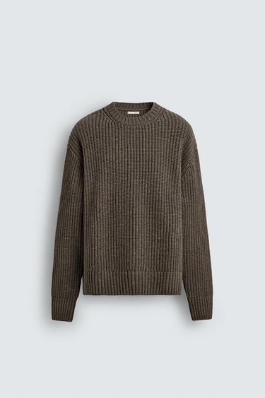 COTTON-WOOL TEXTURED SWEATER - Mink marl by Zara - Image 6