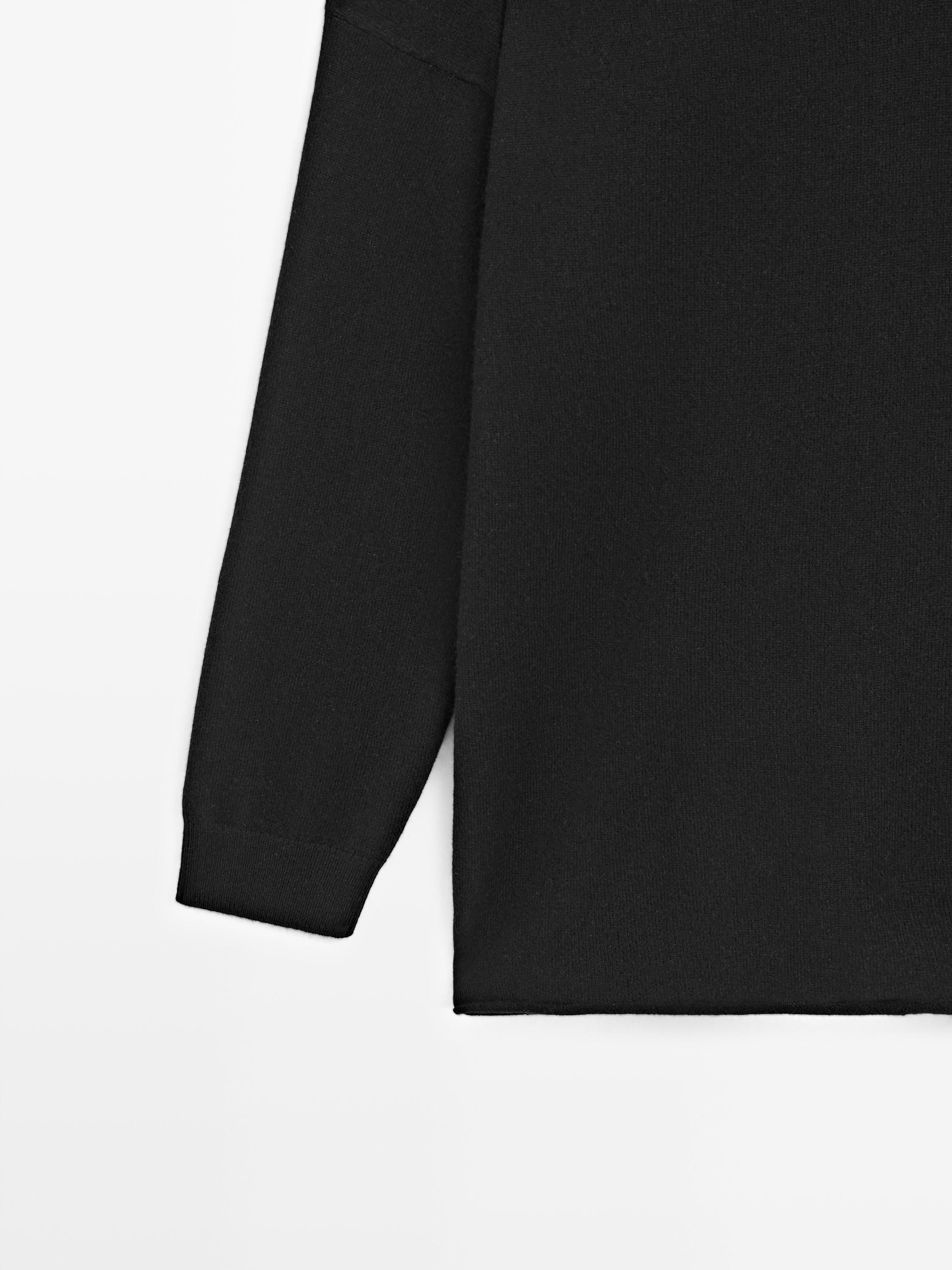 100% cashmere oversize polo collar sweater
