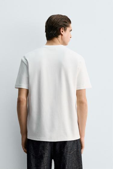 T-SHIRT RELAXED FIT INTERLOCK - Blanc de Zara - Image 2