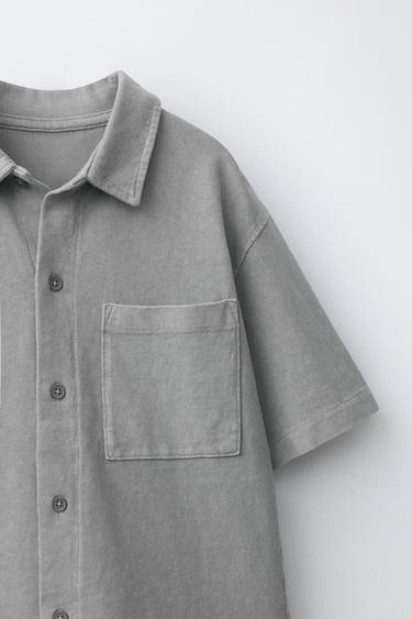 ENSEMBLE CHEMISE ET BERMUDA UNI TEINT EN PIÈCE - Gris clair de Zara - Image 5