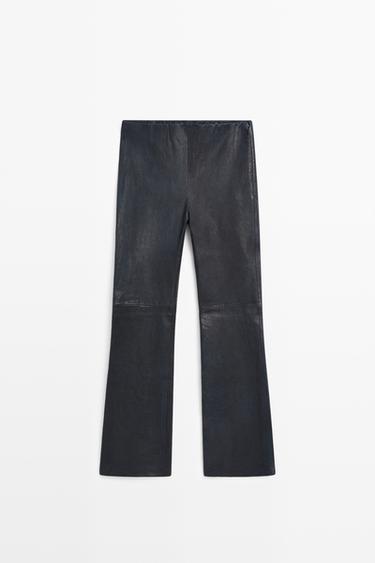 Zara Nappa leather flare fit leggings - Blue - Image 0