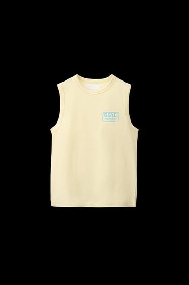 ÄRMELLOSES T-SHIRT MIT LOGO - Gelb von Zara - Bild 0