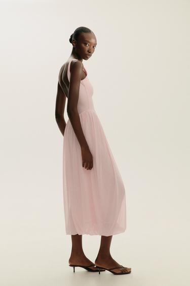 CONTRAST TULLE DRESS - Pale pink by Zara - Image 4