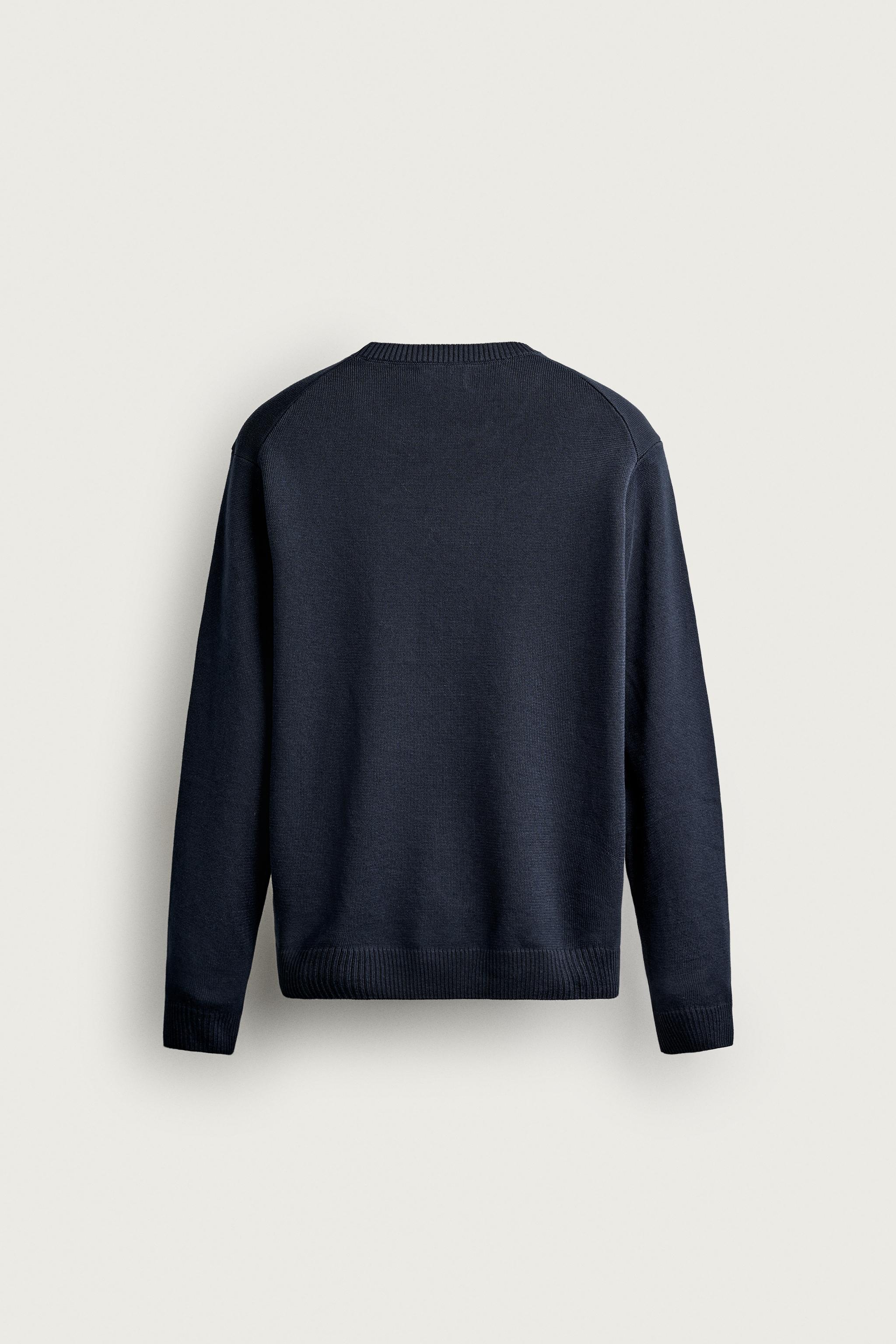 COTTON TEXTURE JUMPER — Navy blue