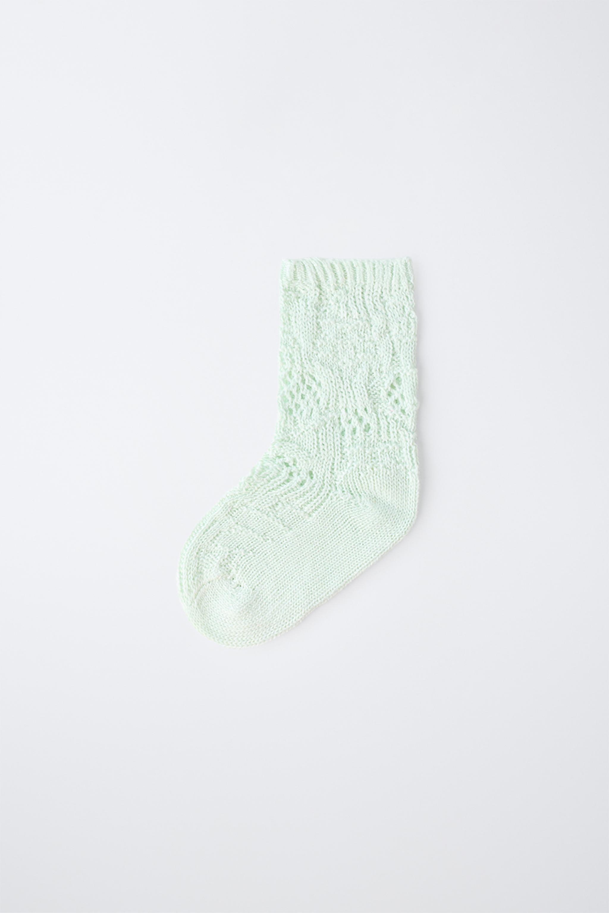 CHAUSSETTES MI-HAUTES AJOURÉES EN COTON ET SOIE
