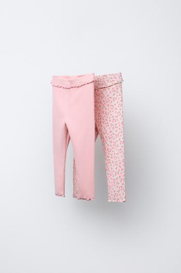 PACK DOS LEGGING RIB FLORES - Rosa de Zara