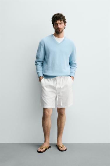 BERMUDA REGULAR FIT ALGODÓN - LYOCELL - Blanco roto de Zara