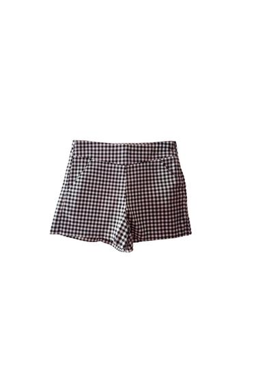 SHORTS VITA ALTA A QUADRETTI BIANCO/NERO.