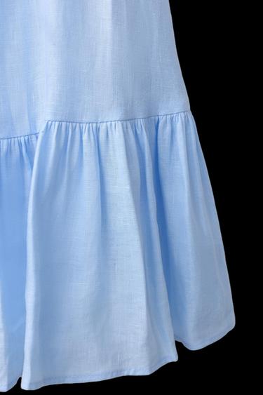 VESTIDO LINO LAZO - Celeste de Zara