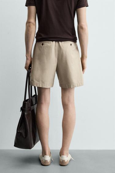 BERMUDA EN LYOCELL ET COTON À PLIS - Beige chiné de Zara - Image 2