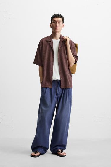 WASHED TEXTURED SHIRT - Dark pink by Zara - Image 0