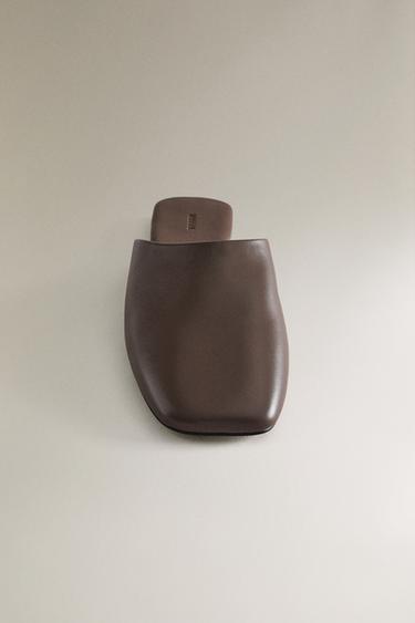 MULES CUIR BOUT CARRÉ - Marron de Zara - Image 4