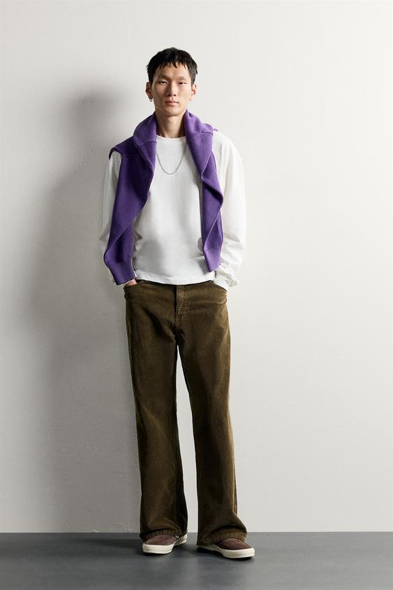 Zara 水洗竹節棉休閒版T恤 - 白色 - 圖片 0