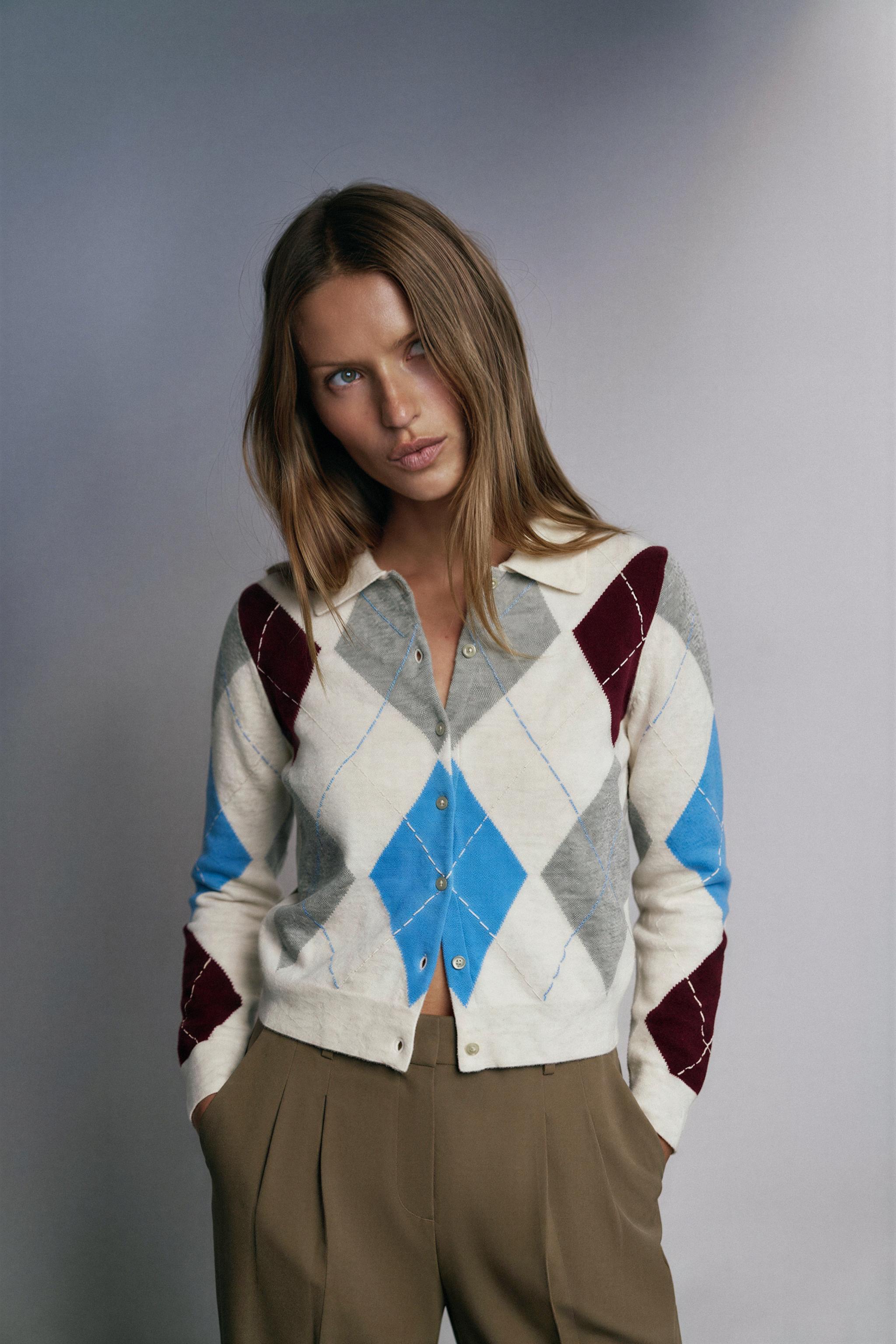DIAMOND PATTERN CARDIGAN