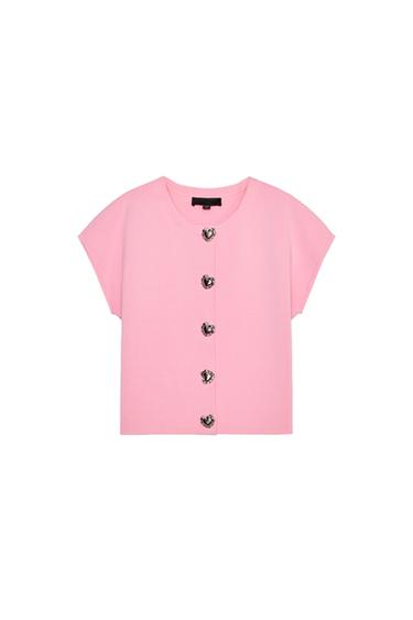 HEART BUTTON KNIT TOP
