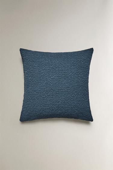 Zara WAFFLE-KNIT THROW PILLOW COVER - Navy blue