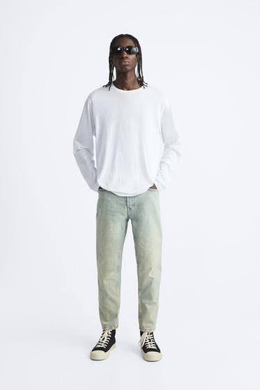ДЖИНСЫ SLIM CROPPED-FIT — ЗЕЛЕНОВАТО-СИНИЙ от Zara — изображение 0