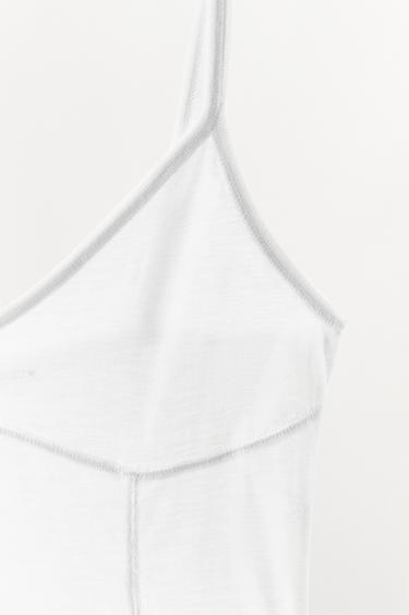 VEST TOP WITH TOPSTITCHING - White by Zara - Image 7