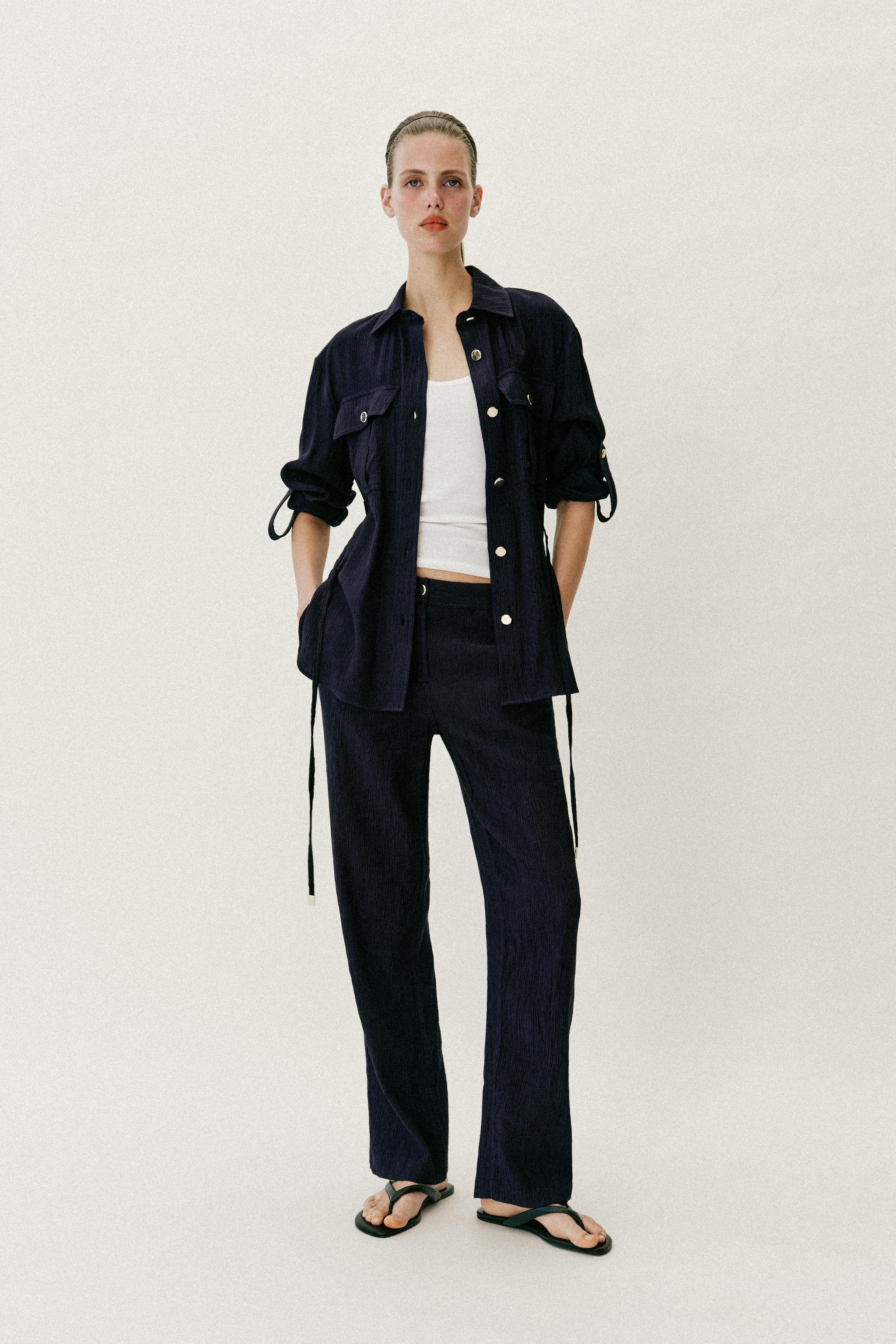 CHEMISE SAFARI EFFET FROISSÉ CEINTURE