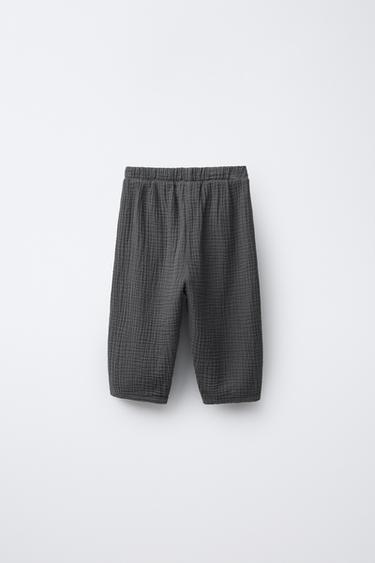 PANTALON BAGGY EN GAZE DE COTTON - Acier de Zara - Image 1