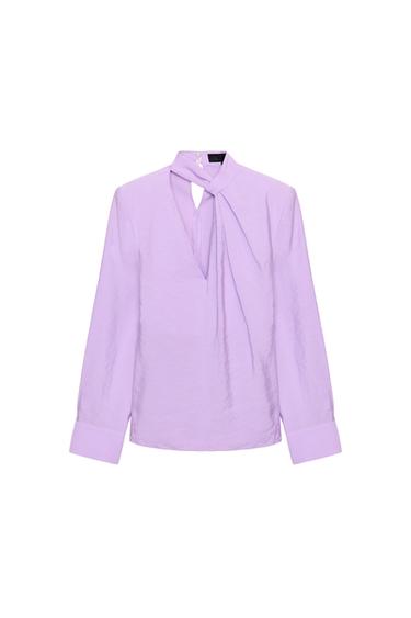 Zara FLOWY SHOULDER PAD BLOUSE - Mauve