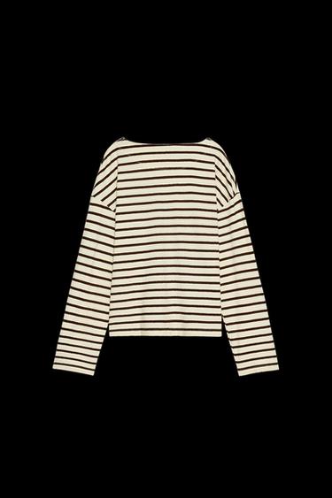 GESTREIFTES LANGARM-SHIRT - Beige / Karamell von Zara