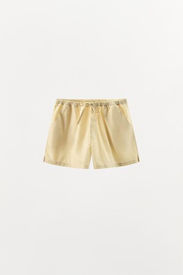 POPLIN SHORTS WITH TOPSTITCHING - Ecru by Zara