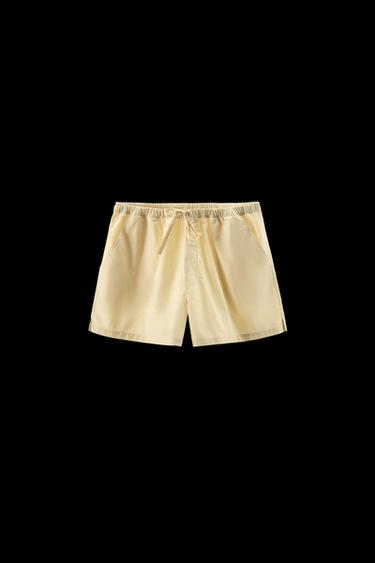 Zara POPLIN SHORTS WITH STITCHING - Ecru - Image 0