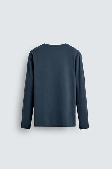 T-SHIRT BASIQUE SLIM FIT - Bleu canard de Zara - Image 6