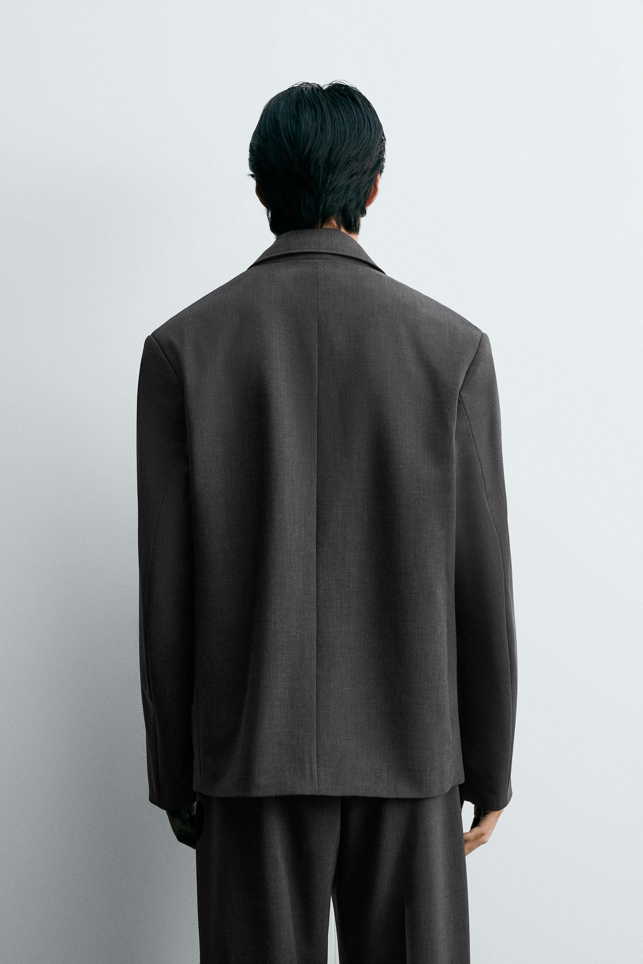 取り外し可能なラペル付きスーツブレザー - グレーマール | ZARA