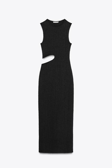 LONG TEXTURED CUT-OUT DRESS - Black by Zara