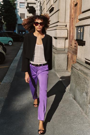 STRAIGHT TROUSERS WITH BELT - Purple by Zara - Image 5