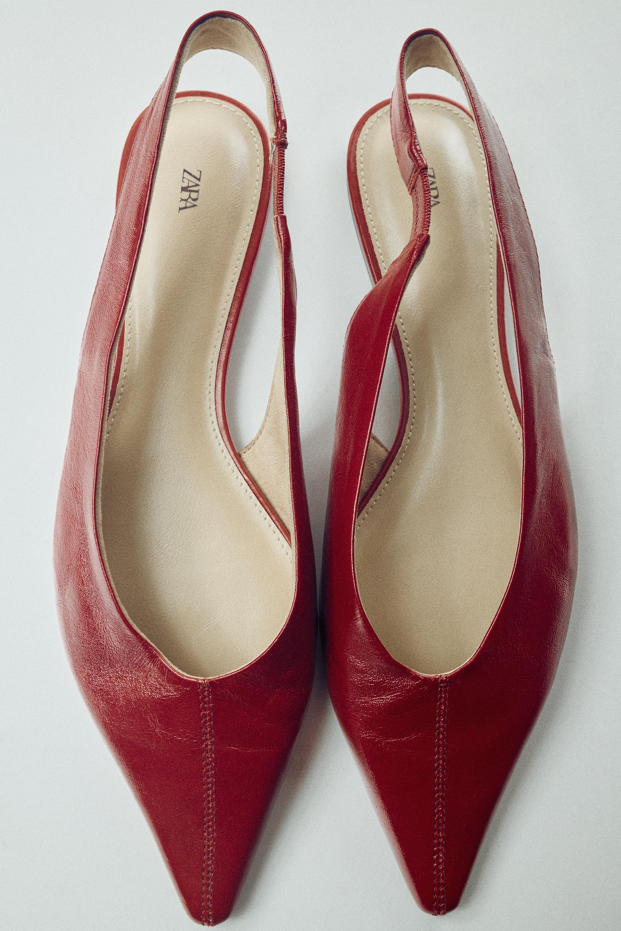 LEATHER SLINGBACK SHOES — Red
