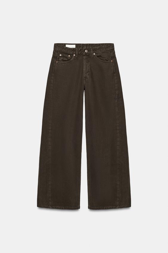 JEANS TRF WIDE LEG TIRO MEDIO - Musgo de Zara - Imagen 0