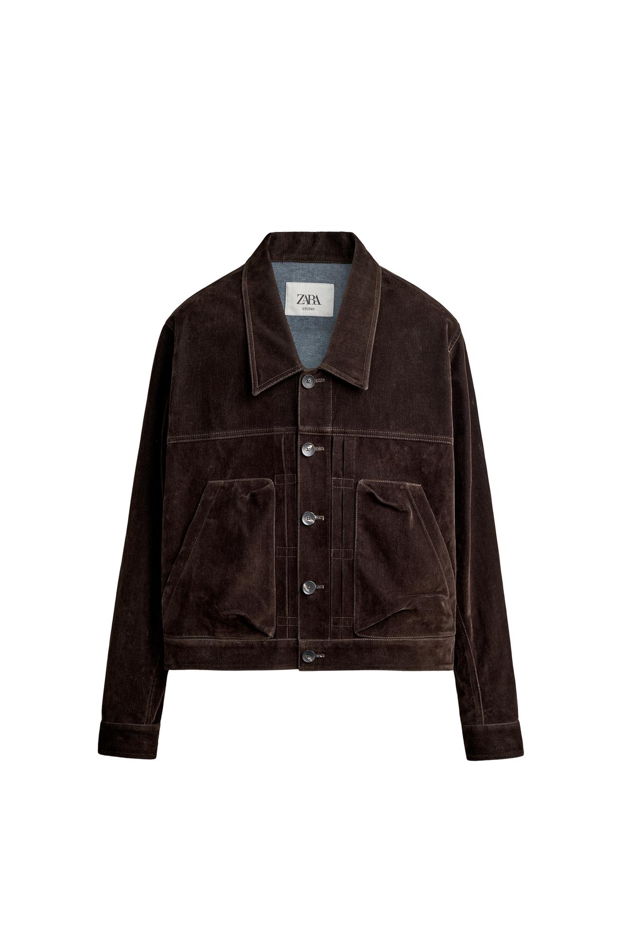 FLOCKED DENIM CROPPED JACKET