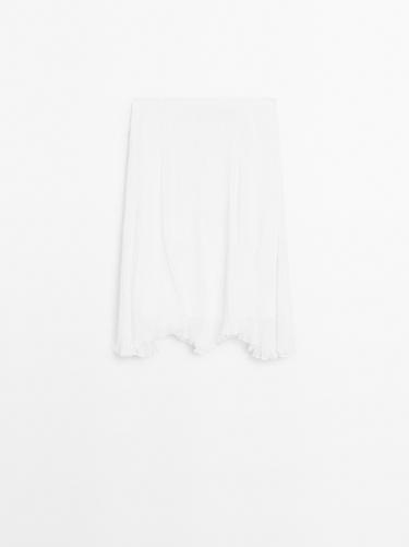 Zara Pleated skirt with godet detail - White - Image 0