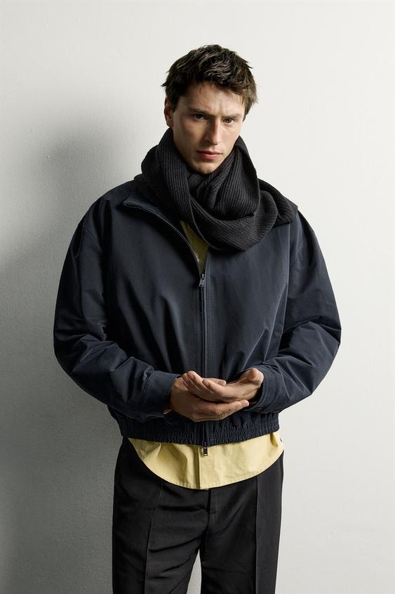 Мужской шарф Zara 100% Wool Knit, цвет: Чёрный