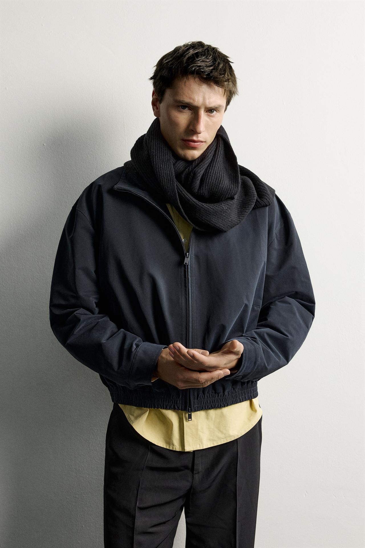 100% WOOL KNIT SCARF — Black