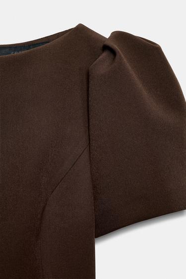 SHORT DRESS WITH PLEATS AND POCKETS - Brown by Zara - Image 6