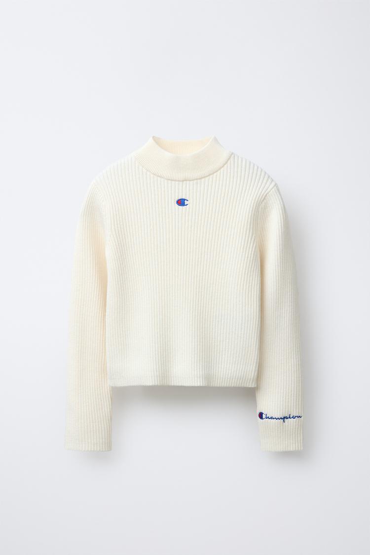 CHAMPION ® X ZARA RIBBED HIGH NECK SWEATER Ecru ZARA Ireland