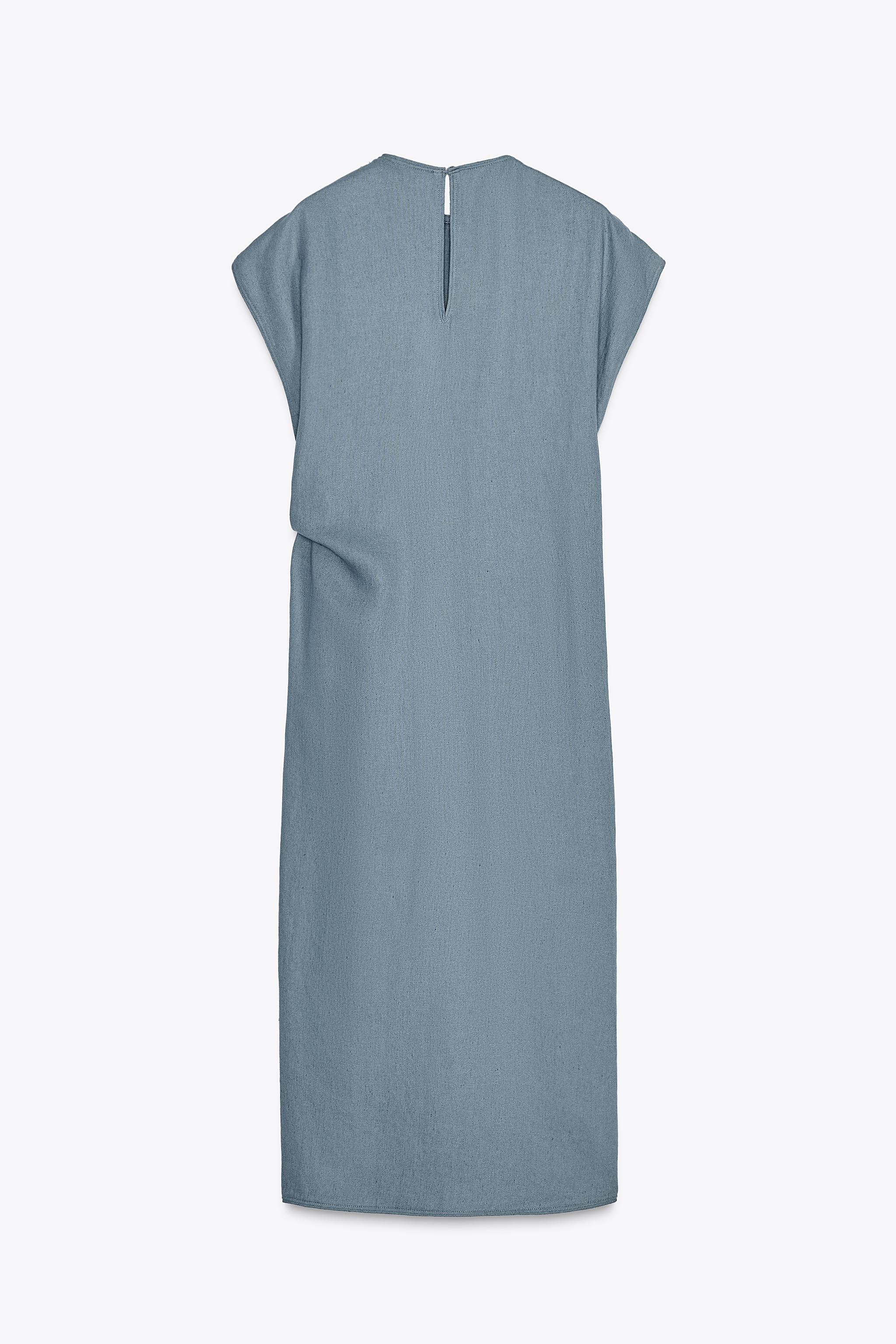 【ZARA】ZW COLLECTION リネン混紡ドレープワンピース 02714586442-e2.jpg?ts=