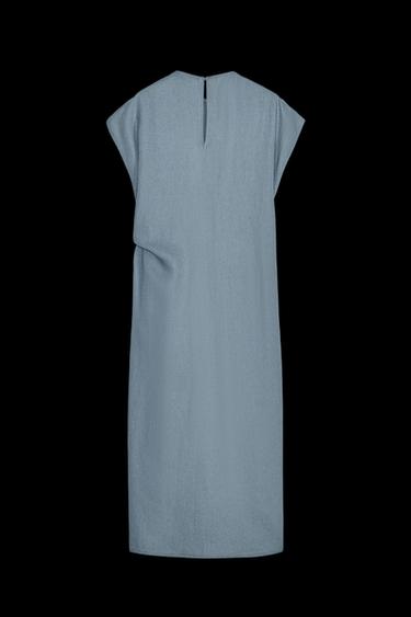 ZW COLLECTION LINEN-BLEND DRAPED DRESS - Duck blue by Zara