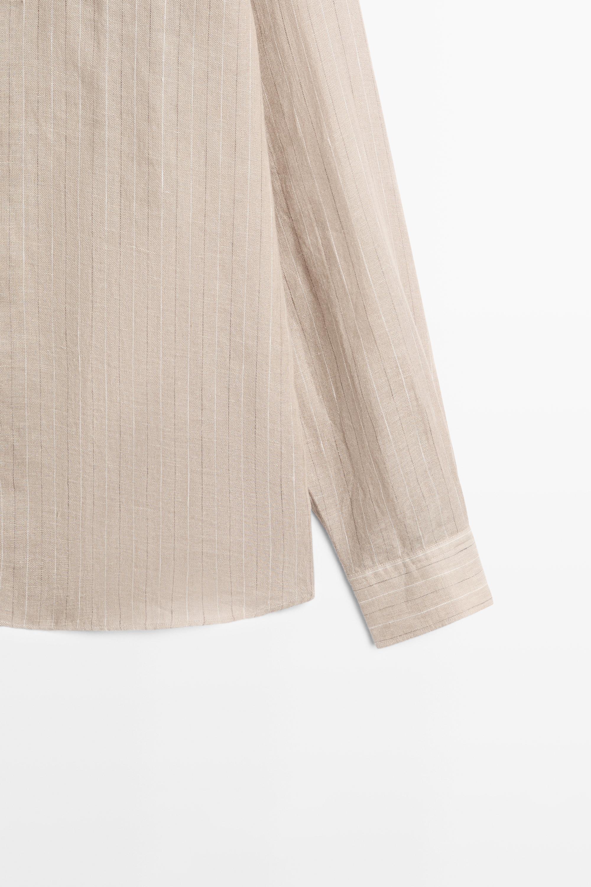 Chemise slim 100 % lin à rayures