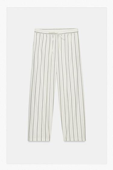 STRIPED PYJAMA TROUSERS - Ecru / Blue by Zara