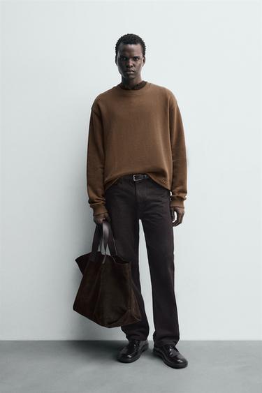 SUDADERA CREW NECK CINTAS - Cuero de Zara - Imagen 0