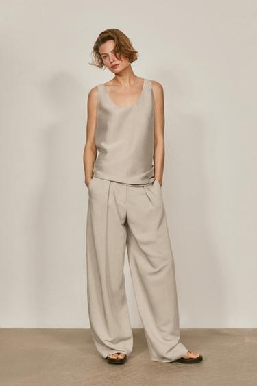 Top tirante ancho 100% seda - LIMITED EDITION - Ceniza de Zara - Imagen 0