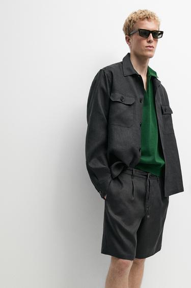 Zara Linen co-ord elastic waist Bermuda shorts - 567