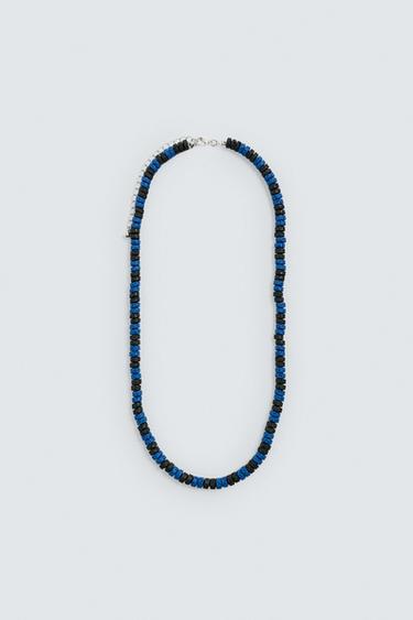 Zara STONE BEAD NECKLACE - Blue / Black